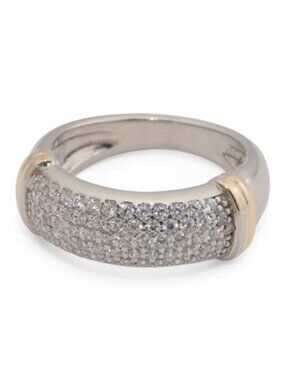 MIA FIORE Made In Italy Sterling Silver And 14kt Gold Pave Cubic Zirconia Ring